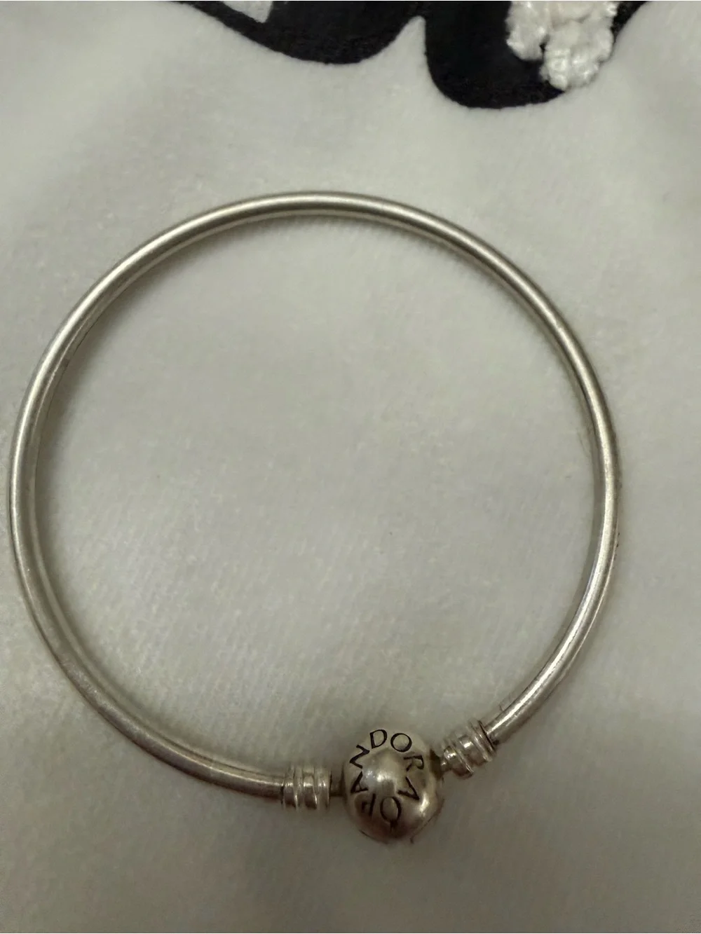Pandora Sterling Silver Bangle Bracelet with Logo Bead